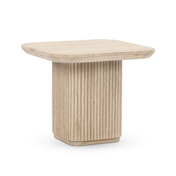 Vander Solid Wood Square End Table in Cream Washed