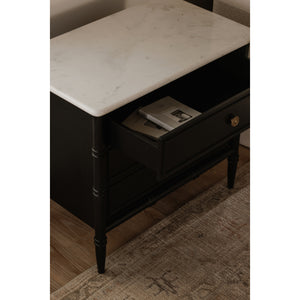 Eleanor Nightstand in Black with Marble Top