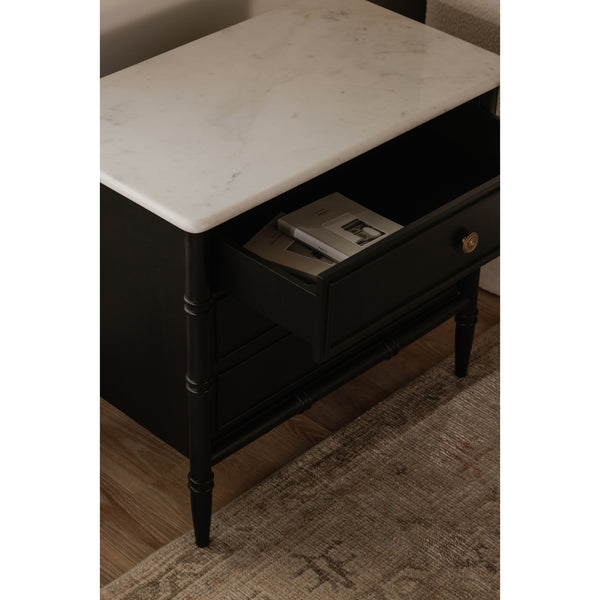 Eleanor Nightstand in Black with Marble Top