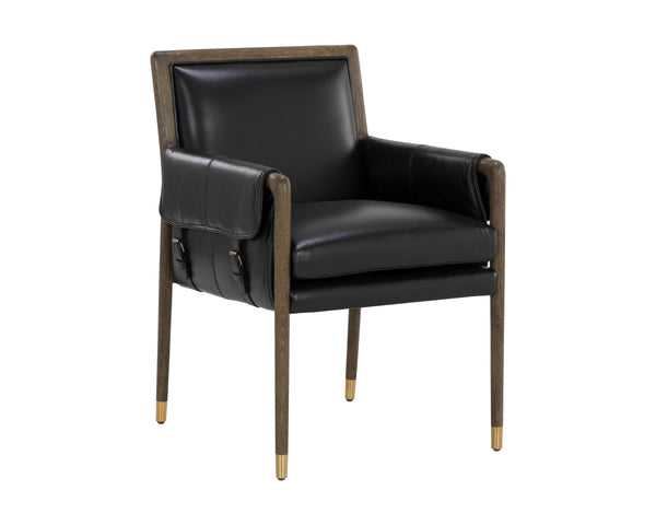 MAUTI DINING ARMCHAIR - DISTRESSED BROWN - CORTINA BLACK LEATHER