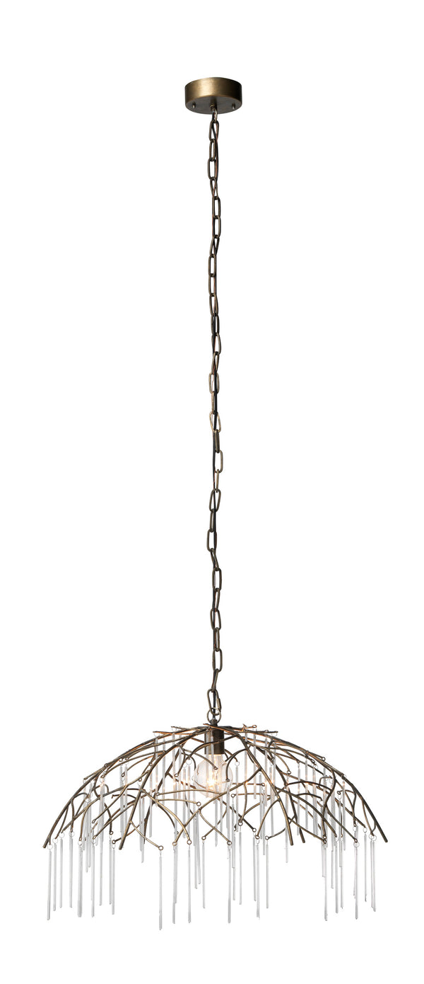 Vine Glass and Iron 1-Light Pendant