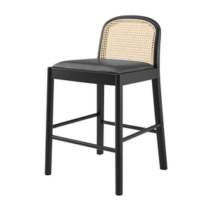 Donna KD Faux Leather Rattan Counter Stool, Casa Black