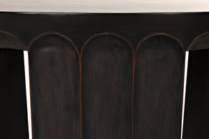 Fluted Side Table, Pale with Light Brown Trim