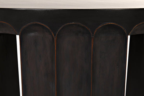 Fluted Side Table, Pale with Light Brown Trim