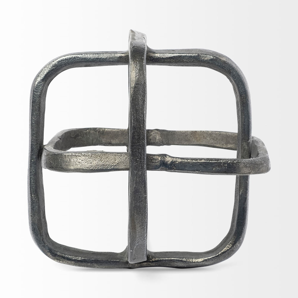 Willem II 9L x 9W Silver Metal Open Cube Decor Object