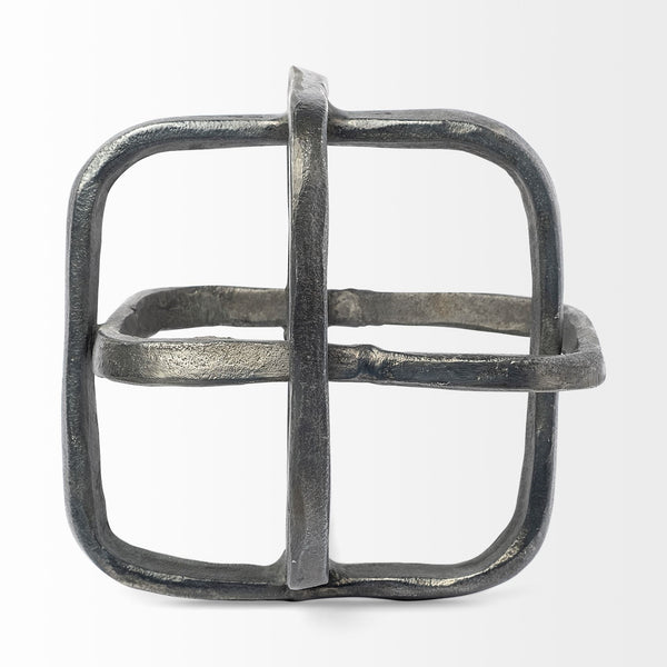 Willem II 9L x 9W Silver Metal Open Cube Decor Object
