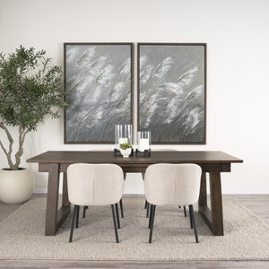 Takota Dark Brown Rectangular Oak Wood w/ Birch Wood Legs Extendable Dining Table