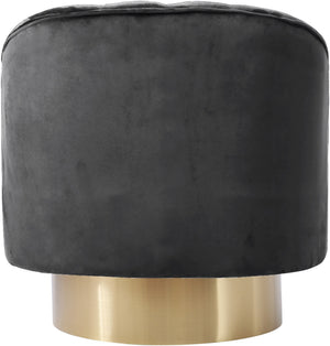 Noel Accent Chair In Grey Velvet And Gold Swivel Base