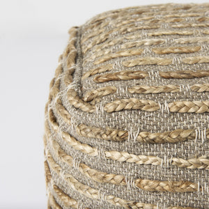 Binita  16.0L x 16.0W x 16.0H  Gray/Brown Hemp Wool and Cotton Pouf