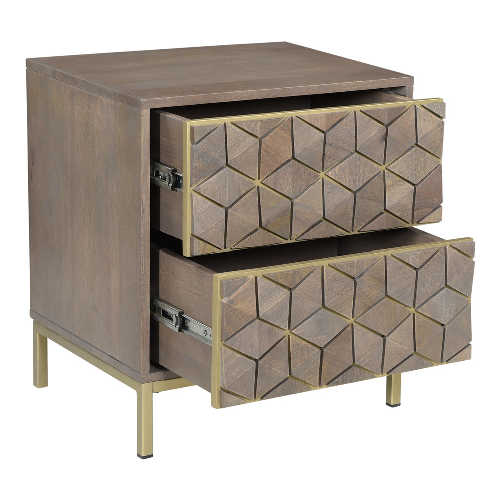 Moe's Corolla Nightstand Light Grey Mango Wood