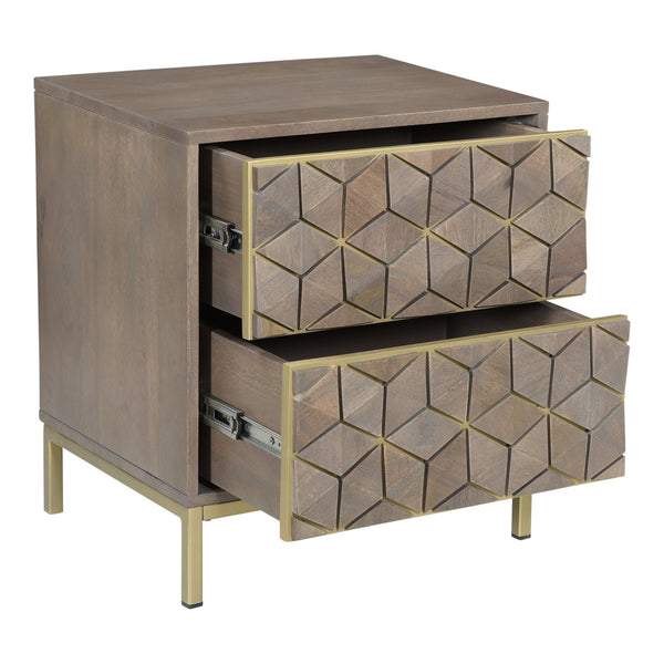 Moe's Corolla Nightstand Light Grey Mango Wood