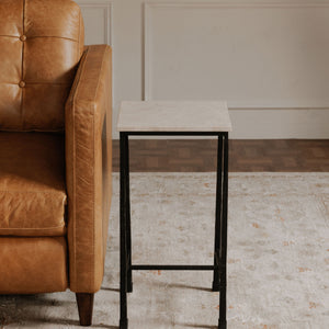 Moe's River Side Table Botticino Marble Top