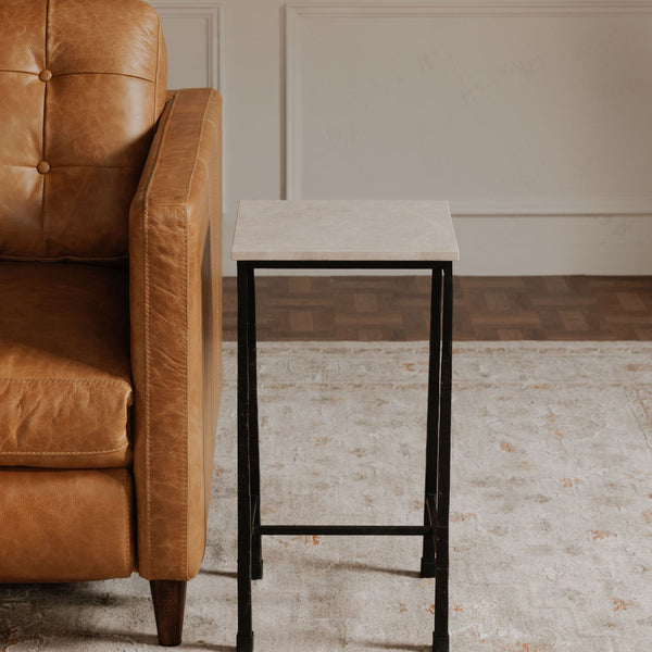 Moe's River Side Table Botticino Marble Top