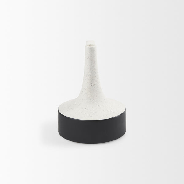 Burton 8.3H Small White and Black Ceramic Jug Vase