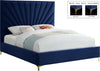 Wilfred Queen Bed In Navy Velvet