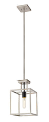 Quadra 1 Light Mini Pendant in Brushed Nickel + Black Finish