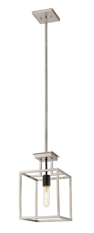 Quadra 1 Light Mini Pendant in Brushed Nickel + Black Finish