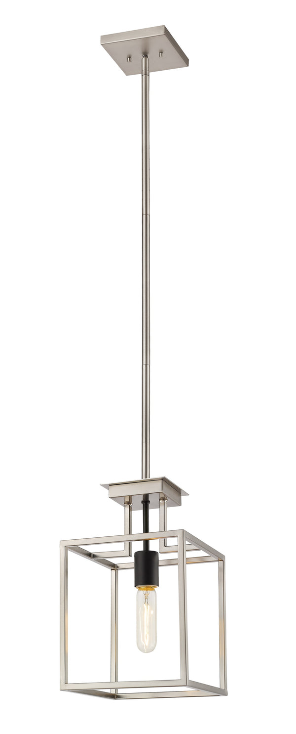 Quadra 1 Light Mini Pendant in Brushed Nickel + Black Finish