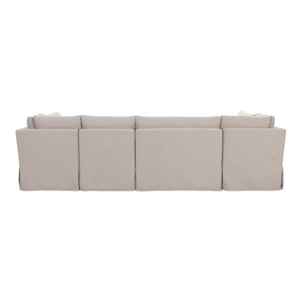 Fable Slipcover U-Shape Dining Banquette Beige 121"