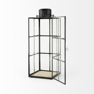 Gamfield 6.1L x 6.1W x 16.7H Large Black Metal and Glass Lantern