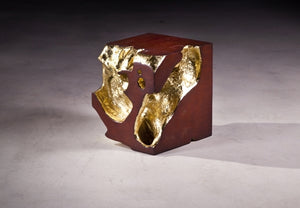 Freeform Stool #1 Resin Gold/Wood