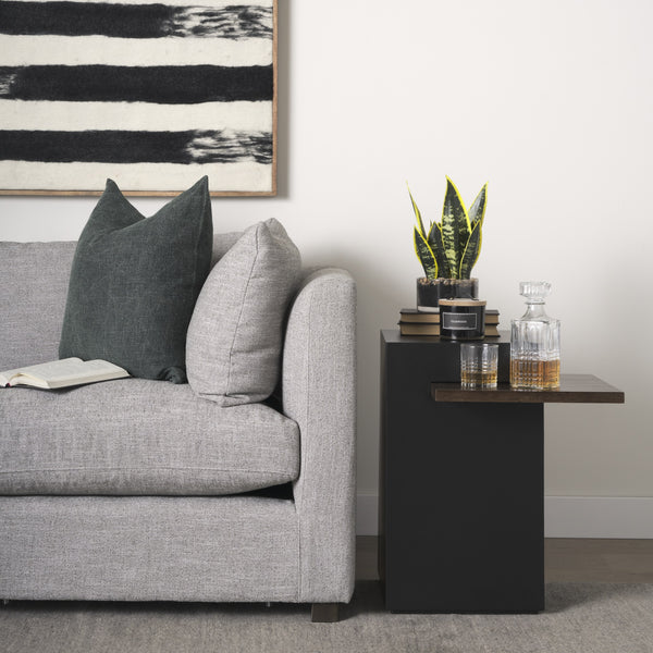Charles Matte Black Metal w/ Wood Shelf Square Accent Table