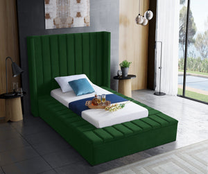 Joanne Twin Bed In Green Velvet