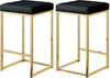Pearl Stool In Black Faux Leather and Gold