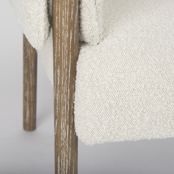 Ashton Cream Boucle Fabric w/ Brown Wood Accent Chair
