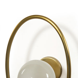 Elliot Sconce In Patina Brass And Frosted Glass And Clear Cord