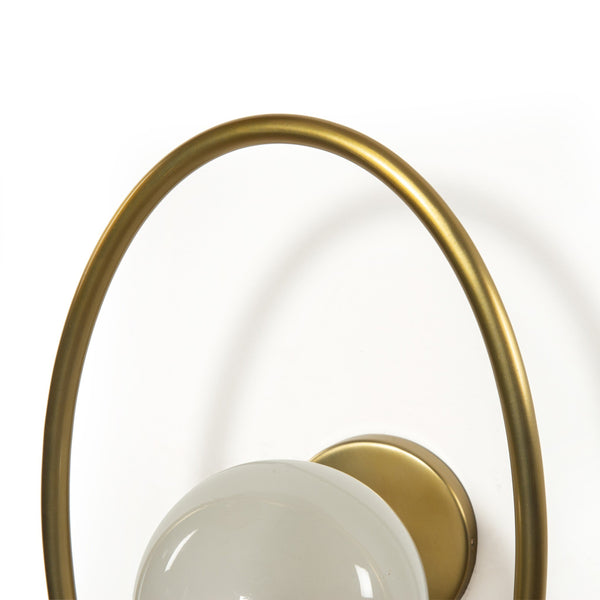 Elliot Sconce In Patina Brass And Frosted Glass And Clear Cord