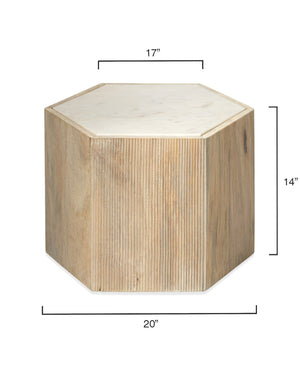 Argan Wood Hexagon Table, Medium