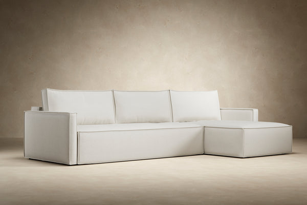 NEWILLA SOFA BED W/LOUNGER 57"X118", W/SLIM ARM RESTS