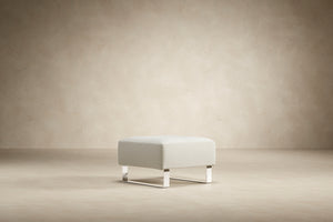 DELUXE EXCESS OTTOMAN in MIXED DANCE NATURAL FABRIC WITH Chrome legs 527