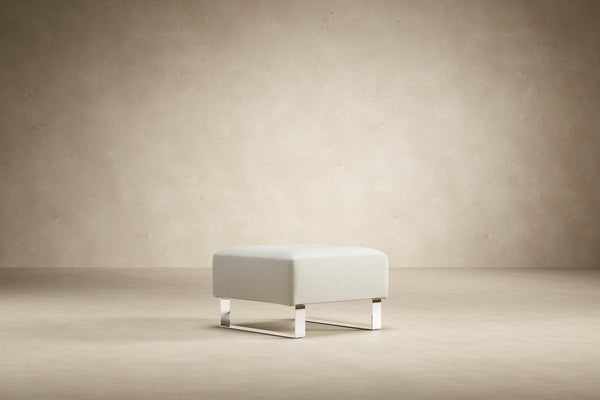 DELUXE EXCESS OTTOMAN in MIXED DANCE NATURAL FABRIC WITH Chrome legs 527