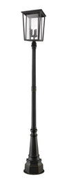 Seoul 3 Light Outdoor Post Mounted Fixture in Oil Rubbed Bronze Finish