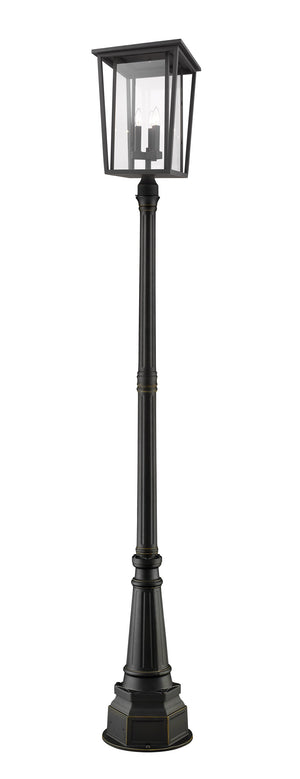 Seoul 3 Light Outdoor Post Mounted Fixture in Oil Rubbed Bronze Finish