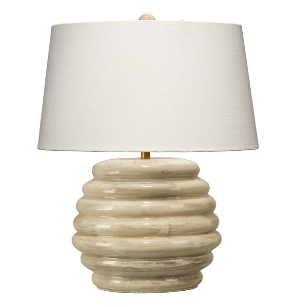 Soroban Mango Wood Table Lamp with Linen Shade
