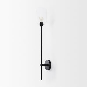 Clyde 6.0L x 8.0W x 37.0H Matte Black W/Glass Round Wall Sconce