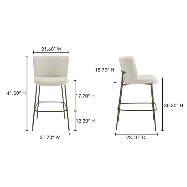 Moe's Early Bar Stool in Beige Performance Fabric