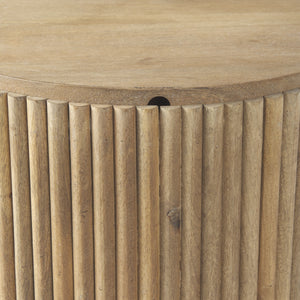 Terra 18L x 18W x 22H Light Brown Wood Fluted Round Side Table