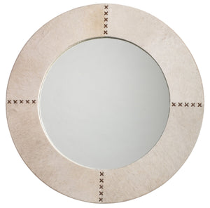 Round Cross Stitch Round Wall Mirror, White Hide