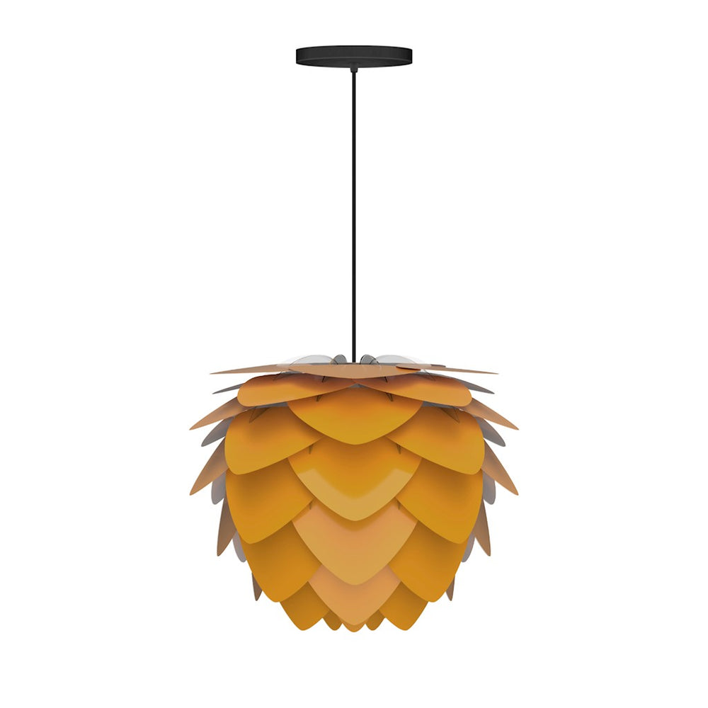 Aluvia Mini Hardwired Pendant in Saffron with Black Cord