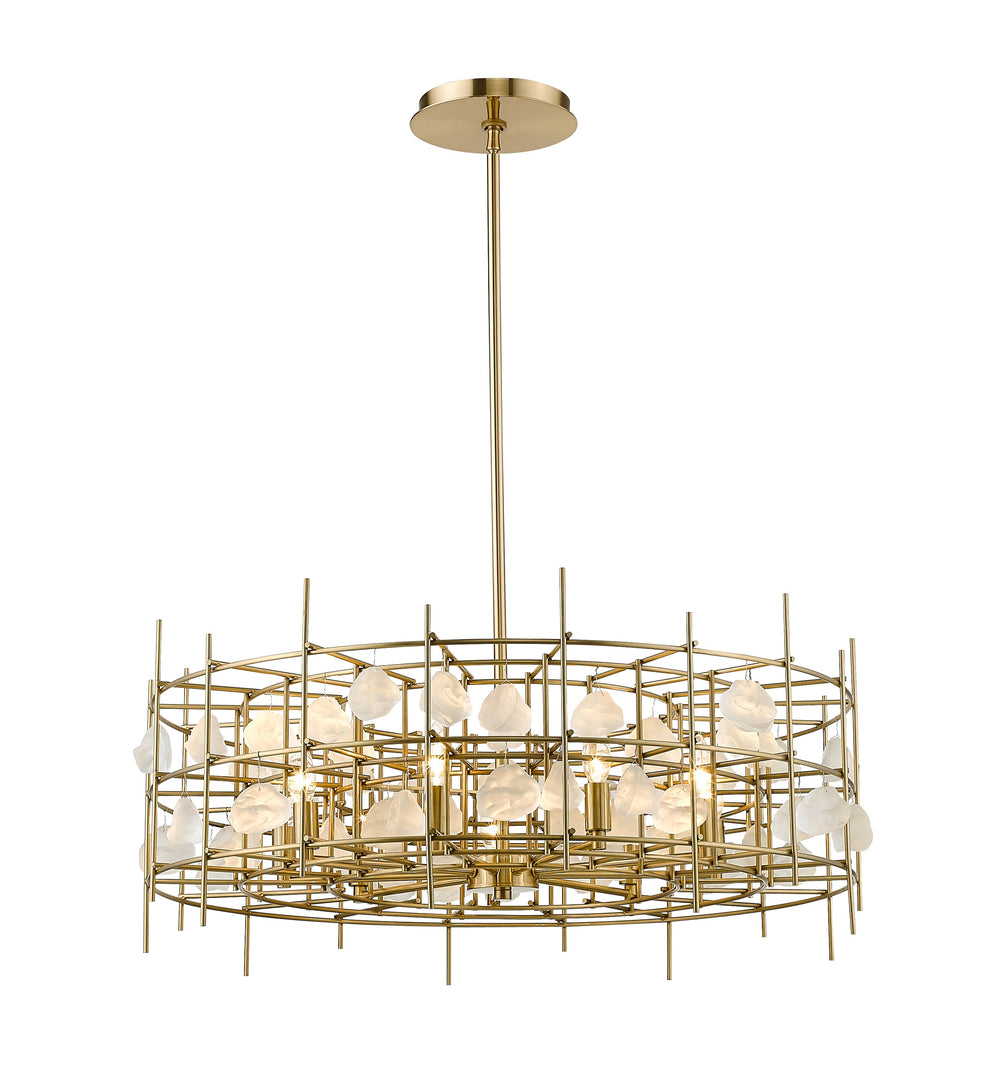Garroway 9 Light Chandelier in Aged Brass Finish