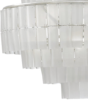 Sommelier Blanc Chandelier In Contemporary Silver Leaf & Opaque White