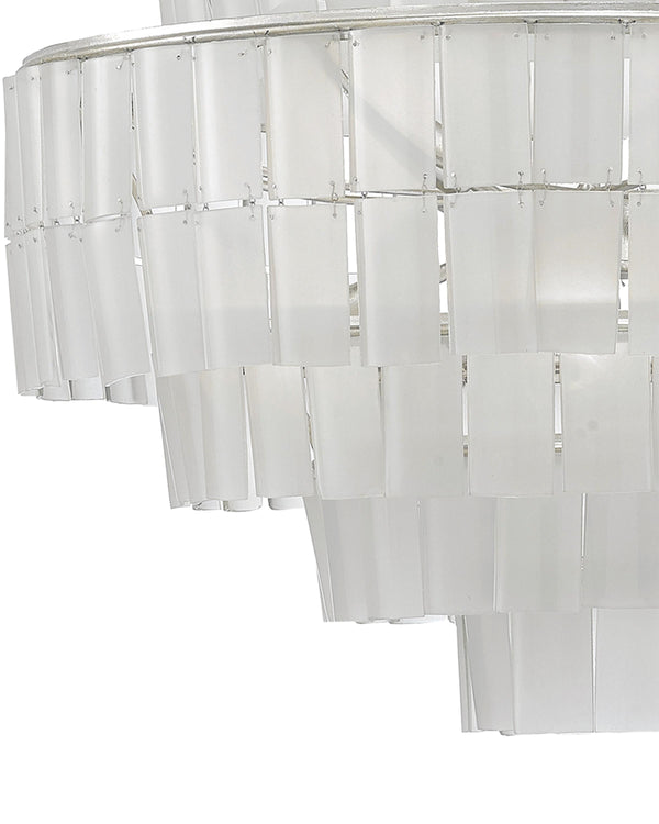 Sommelier Blanc Chandelier In Contemporary Silver Leaf & Opaque White