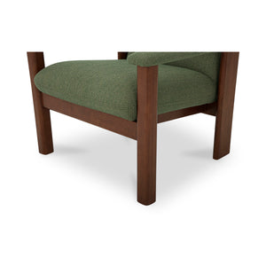 Parker Lounge Chair Green with Wood Frame
