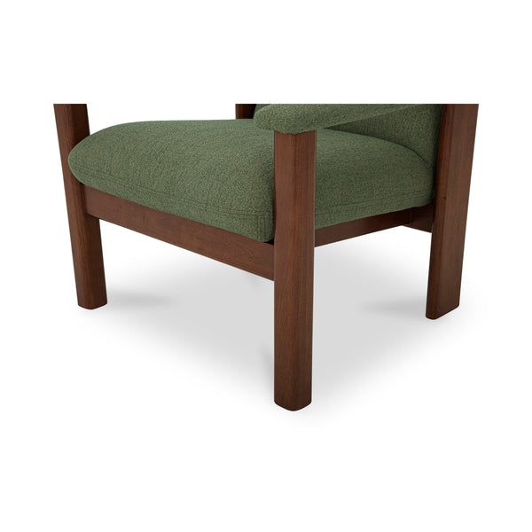Parker Lounge Chair Green with Wood Frame