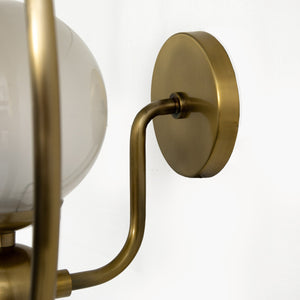 Elliot Sconce In Patina Brass And Frosted Glass And Clear Cord