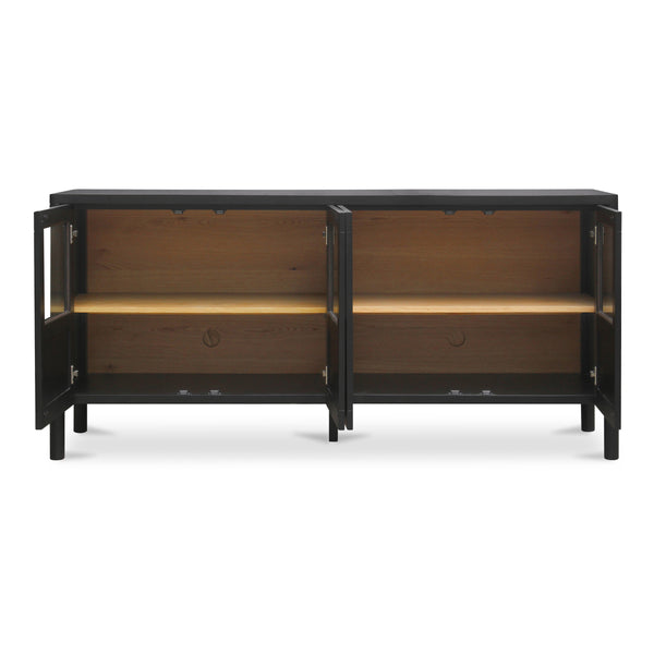 Moe's Hannah Black Sideboard with Glass Panels